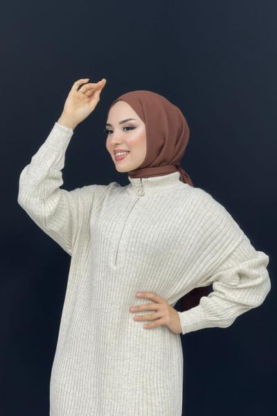 Fermuarlı Triko Elbise