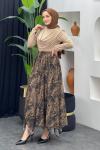 Leopar Desenli Şifon Etek