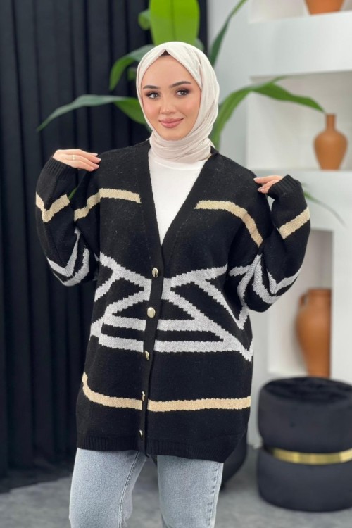 Zebra Desenli Hırka
