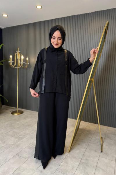 Anjelik Omuzdan Deri Askı Detaylı Tunik