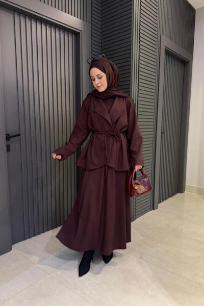 Bağlama Detaylı Asel Etekli Takım