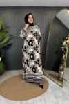 Batik Desenli Cepli Viskon Elbise