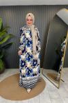 Batik Desenli Cepli Viskon Elbise