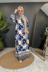 Batik Desenli Cepli Viskon Elbise