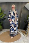 Batik Desenli Cepli Viskon Elbise