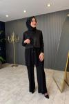 Bel Büzgü Detaylı Pantolon Takım