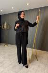 Bel Büzgü Detaylı Pantolon Takım