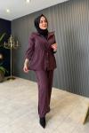 Bel Büzgü Detaylı Tensel Pantolon Takım