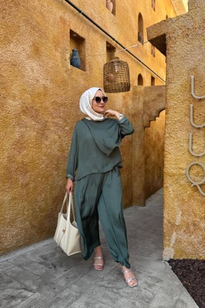 Bluzu Pelerinli Memory Kupra Pantolon Takım