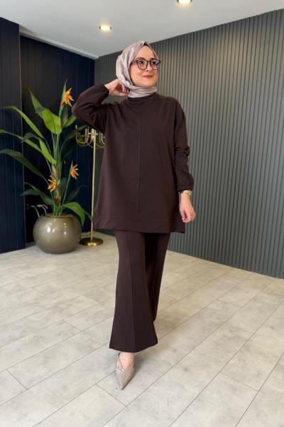 Broş Detaylı Rahat Pantolon Takım