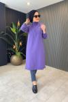 Broş Detaylı Tunik Lila