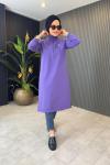 Broş Detaylı Tunik Lila