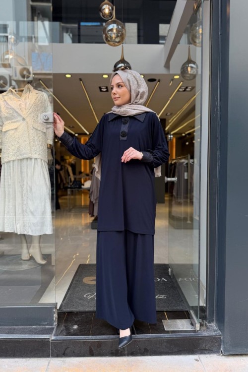 Broş Detaylı Pantolon Takım