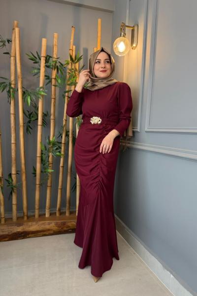 Büzgü Detaylı Adriana Elbise