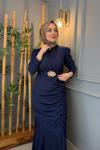 Büzgü Detaylı Adriana Elbise