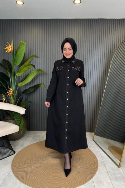 Cebi Taş Detaylı Gömlek Elbise