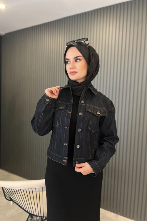 Ceremony Kısa Kot Ceket Siyah