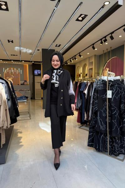 Çift Düğmeli Hüma Keten Ceket