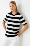 Çizgili Kısa Kollu Bluz