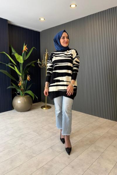 Çizgili Oversize Kazak