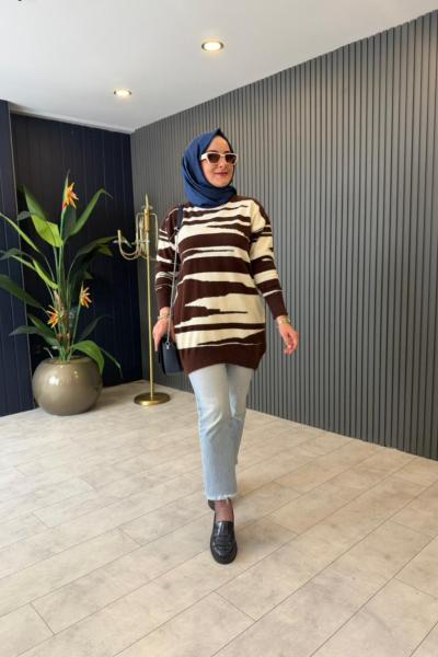 Çizgili Oversize Kazak