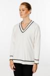 Çizgili V Yaka Triko Bluz