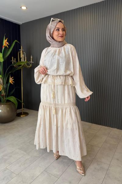 Dantel Detaylı Pullu Payet Etekli Takım