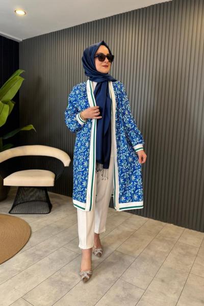 Dijital Baskılı Ribana Detaylı Ceket