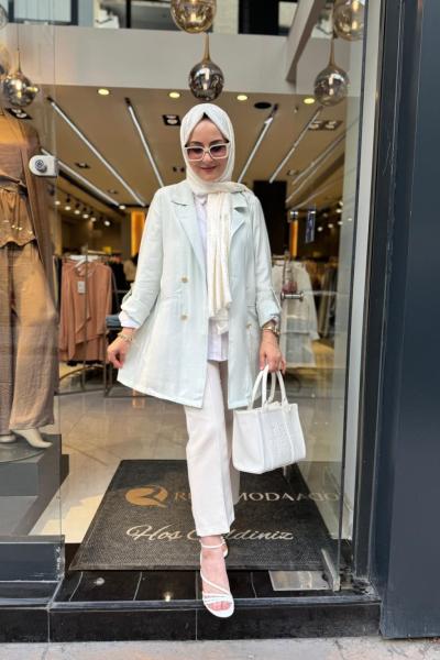 Düğme Detaylı Cupra Ceket