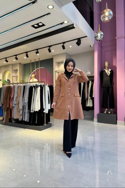 Düğmeli Krep Ceket