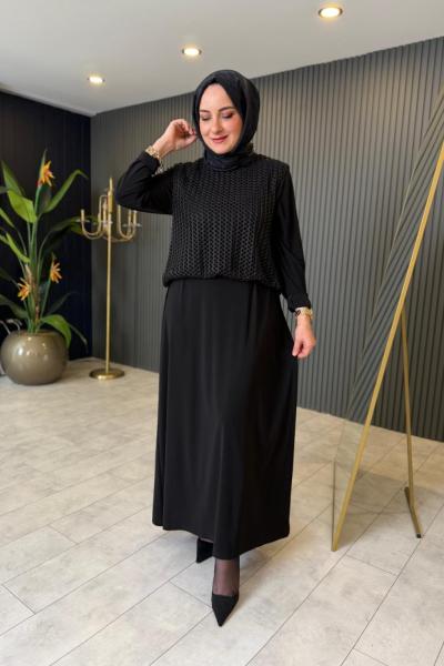 File Detaylı İkili Elbise Takım