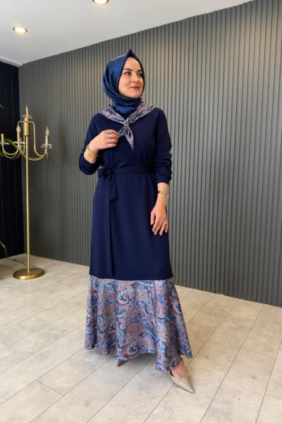 Fular Detaylı Oxford Tasarım Elbise