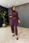 Fular Detaylı Tensel Pantolon Takım