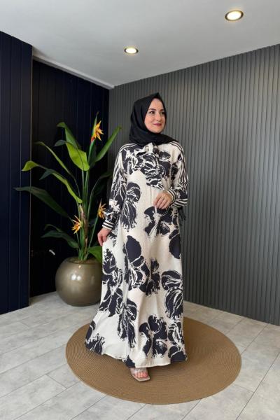 Fularlı Beli Kemerli Elbise