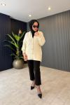 Gold Düğmeli Angora Peluş Hırka