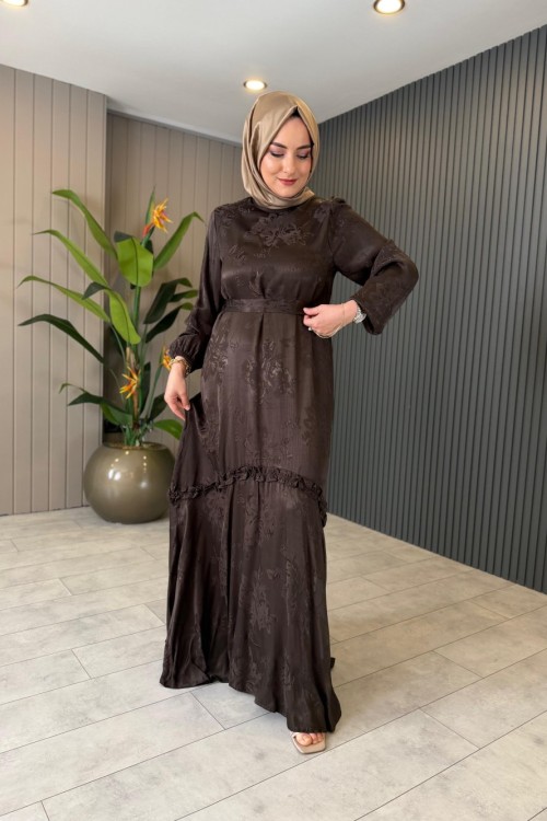 Gül Desenli Roza Elbise