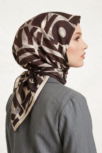 Harf Baskılı Twill İpek Eşarp