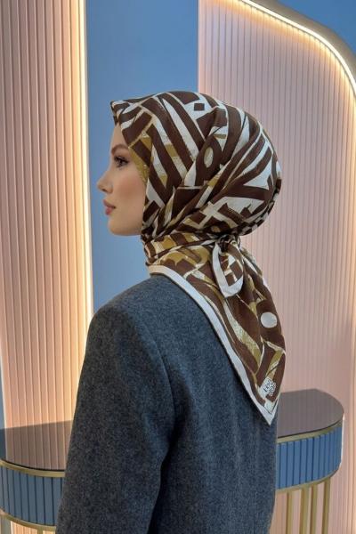 Harf Baskılı Twill İpek Eşarp