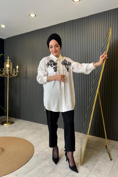 İnci Detaylı Gömlek