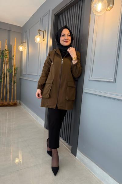 Kanguru Cep Detaylı Kapüşonlu Kap