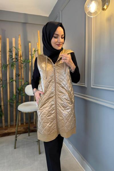 Kapitone Taşlı İnce Yelek