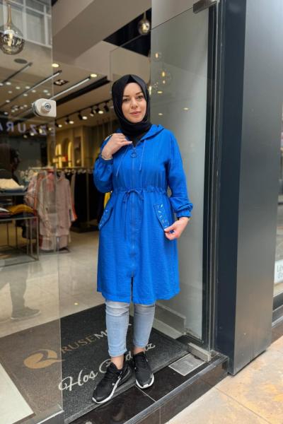 Kapüşonlu Önü Fermuarlı Kap