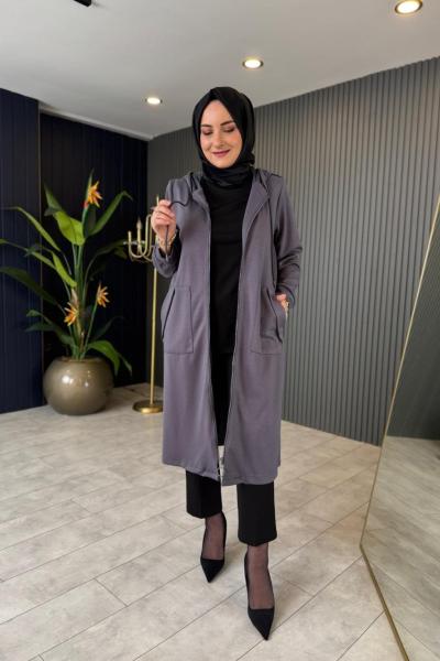 Kapüşonlu Fermuarlı Kap