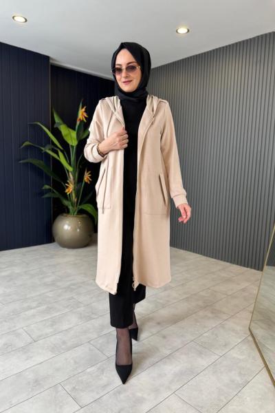Kapüşonlu Fermuarlı Kap