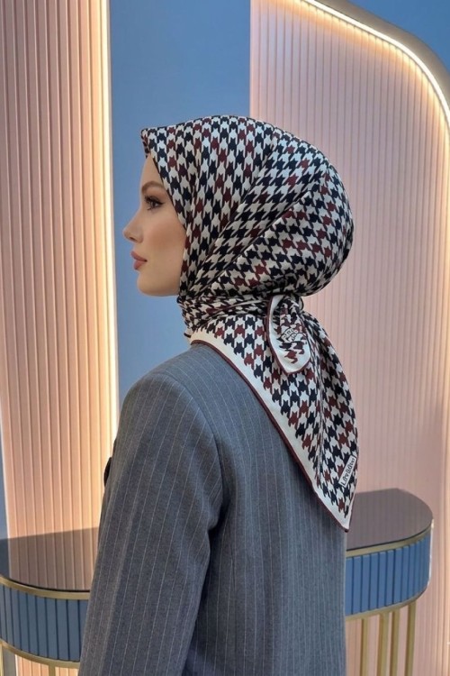 Kazayağı Desen Twill İpek Eşarp