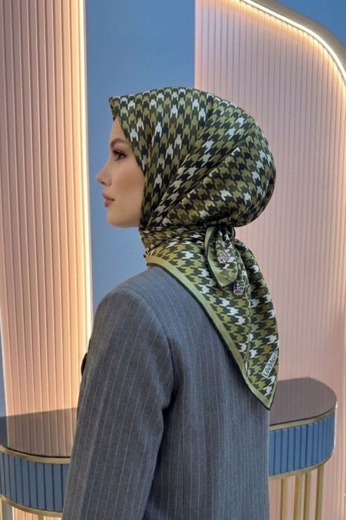Kazayağı Desen Twill İpek Eşarp