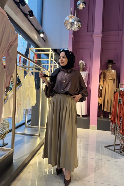 Kemerli Etek Pantolon