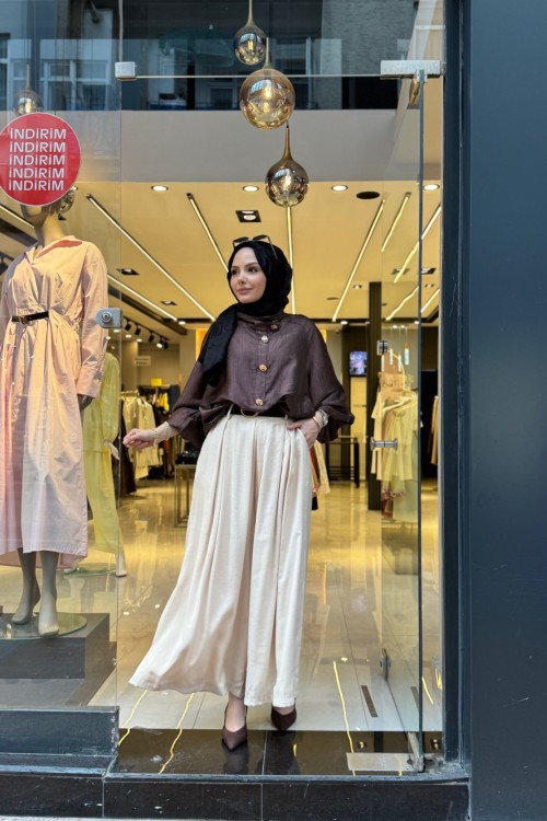 Kemerli Etek Pantolon