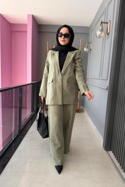 Keten Ceket Pantolon Takım