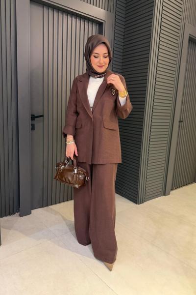 Keten Ceket Pantolon Takım